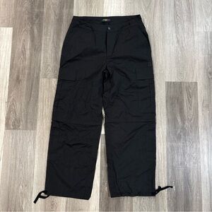 Teddy Fresh Baggy Poplin Utility Pants Y2K Black Nylon Oversized Style Size 30